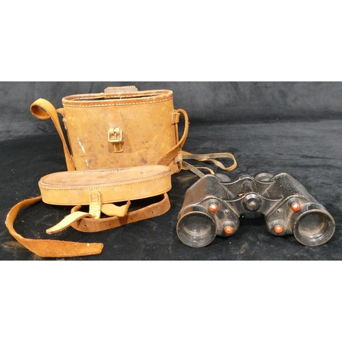 549 - A pair of WWII naval binoculars, Barr & Stroud, 7x FF41 serial number 73702, cased, also a pair of m... 