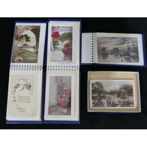 632 - 3 small postcard albums, also a small quantity of odd loose postcards