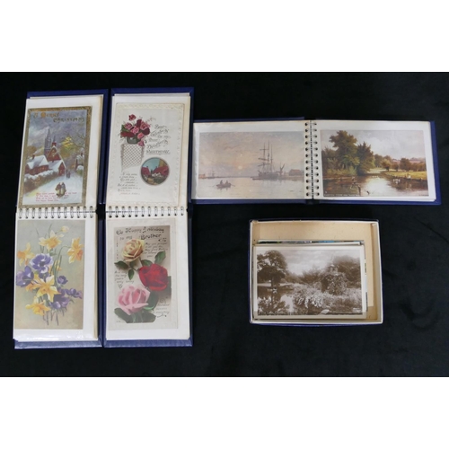 632 - 3 small postcard albums, also a small quantity of odd loose postcards