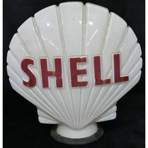 637 - A vintage Shell advertising petrol pump glass globe, 44cm high, 44cm wide