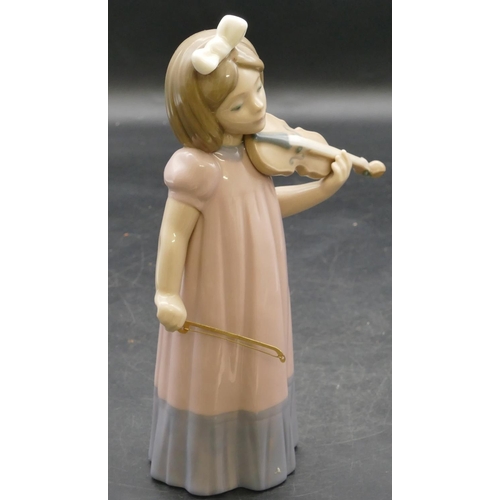 66 - A Nao figure of a young standing girl playing violin, 19.5cm high