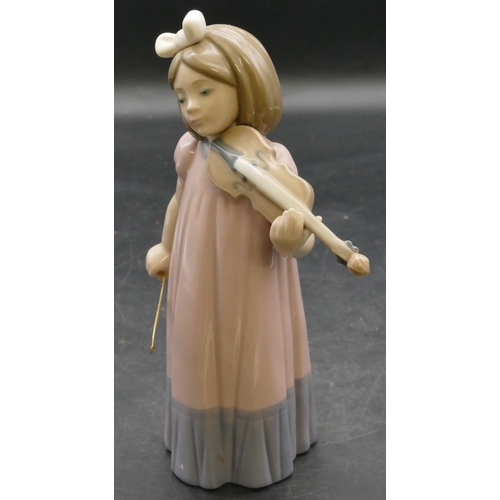 66 - A Nao figure of a young standing girl playing violin, 19.5cm high