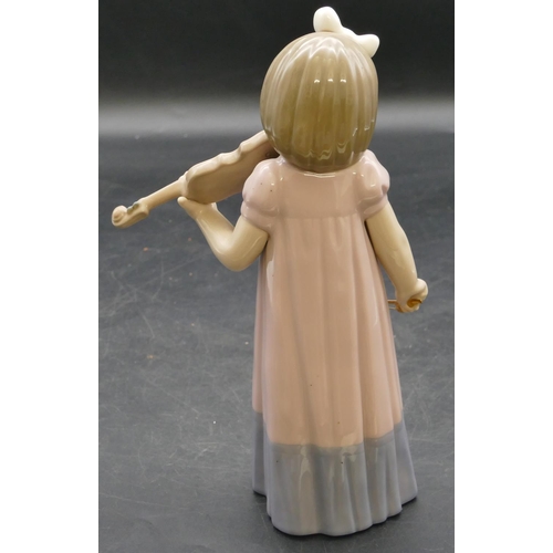 66 - A Nao figure of a young standing girl playing violin, 19.5cm high