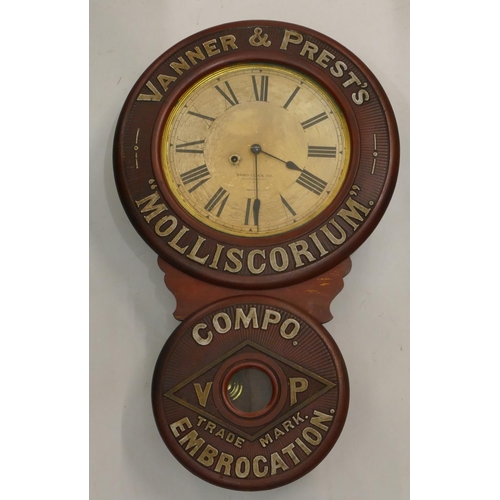 668 - Vanner & Prest's American hanging drop dial advertising clock by Baird Clock Co. USA, 78.5cm high