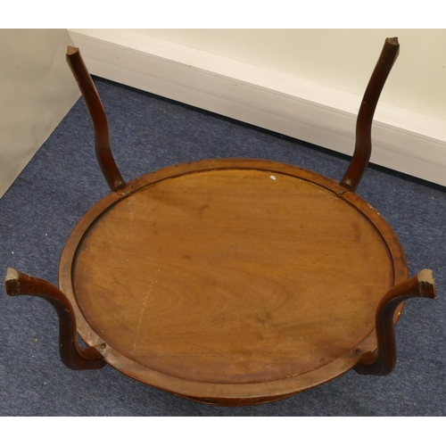 675 - An oval mahogany 2-tier occasional table on cabriole legs, 75cm wide, 75cm high