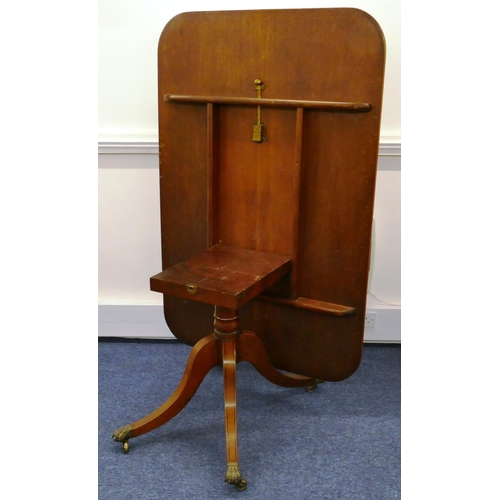 680 - A George III mahogany rectangular shaped tilt-top breakfast table with ebony stringing, reeded rim a... 