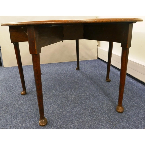 693 - A good quality oak 6-legged oval drop leaf dining table, 156cm x 117cm