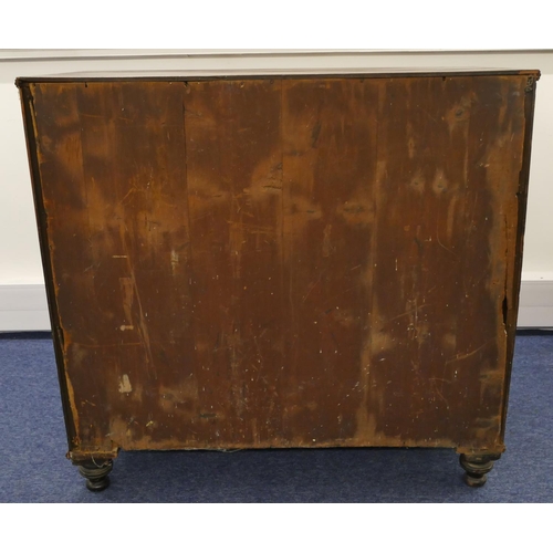 695 - A 19th Century mahogany bow fronted chest of drawers with 2 short and 3 long graduated drawers with ... 