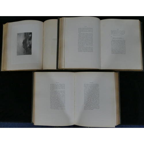 A set of 3 19th Century green leather bound vols. "Finden's ...