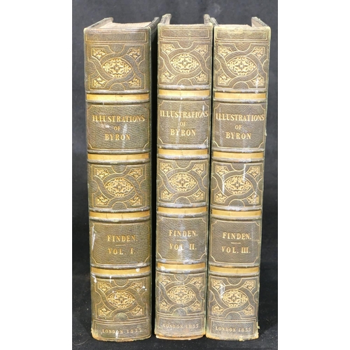 A set of 3 19th Century green leather bound vols. "Finden's ...