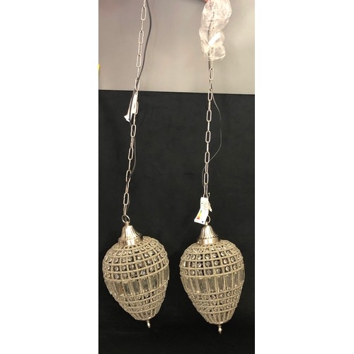 8137 - A pair of modern hanging lamps, lamps 47cm long overall, chain approx. 96cm long