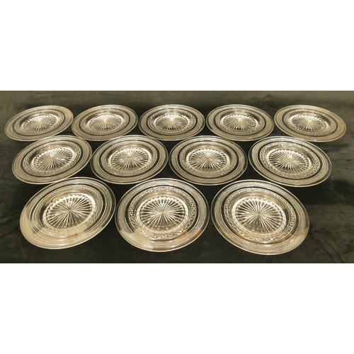 116 - A set of 12 Victorian circular cut glass plates with tooth cut decoration, circa. 1880, 19cm diamete... 