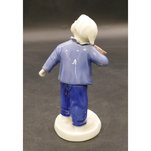 122 - B & G Copenhagen figure of a young standing boy holding a pot, no. 2251, 15.5cm high