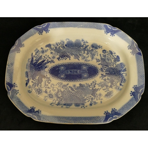 136 - An early 19th Century Swansea Pottery blue and white Pearlware meat plate with allover floral, leaf ... 