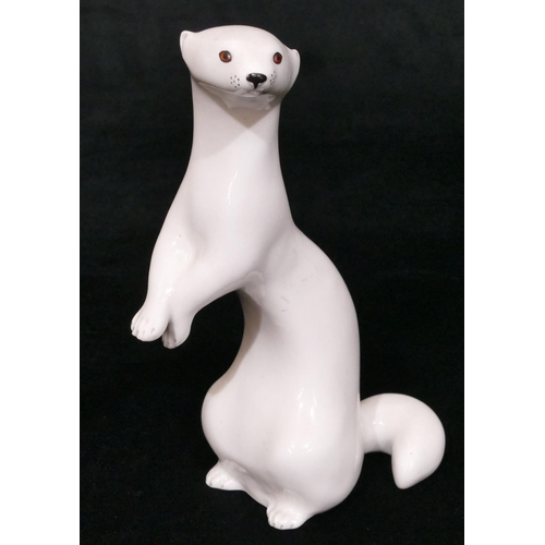 164 - A Russian china figure of a mink on white ground, 18.5cm high