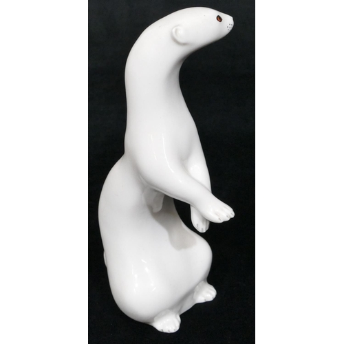 164 - A Russian china figure of a mink on white ground, 18.5cm high