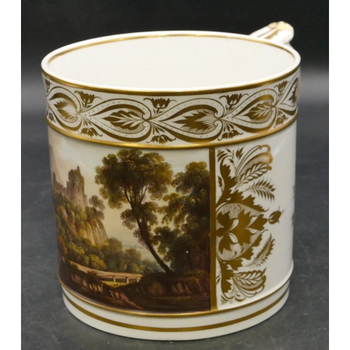 179 - A 19th Century Derby large tankard with painted scene 