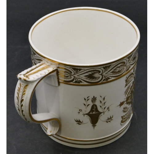 179 - A 19th Century Derby large tankard with painted scene 