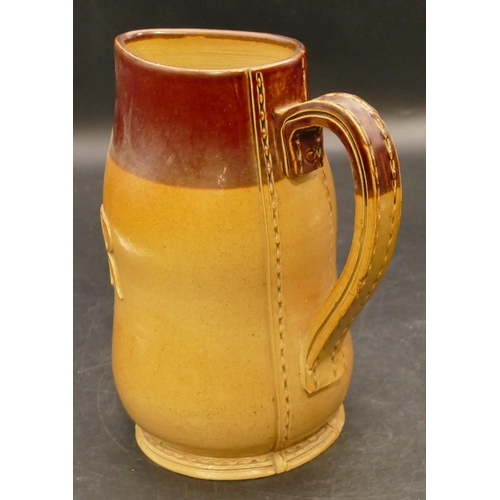 50 - A Doulton Lambeth stoneware jug in the form of a Royal Mail leather jug, inscribed GR either side of... 