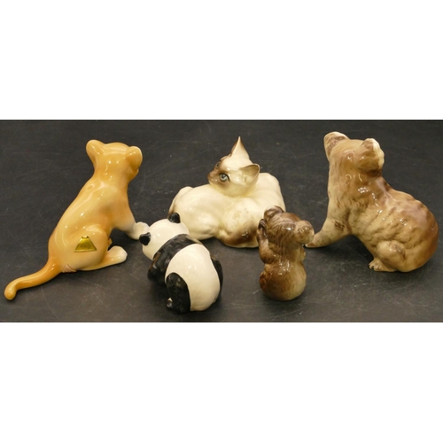 59 - A Royal Dux figure of a lion cub, 8cm high and 4 Beswick figures of animals 