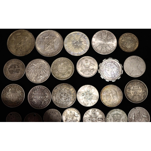 607 - 2 Netherlands Koningrijk 2 half silver coins, 1938 and 1933, a German Drei Mark, 1910, 3 x 19th Cent... 