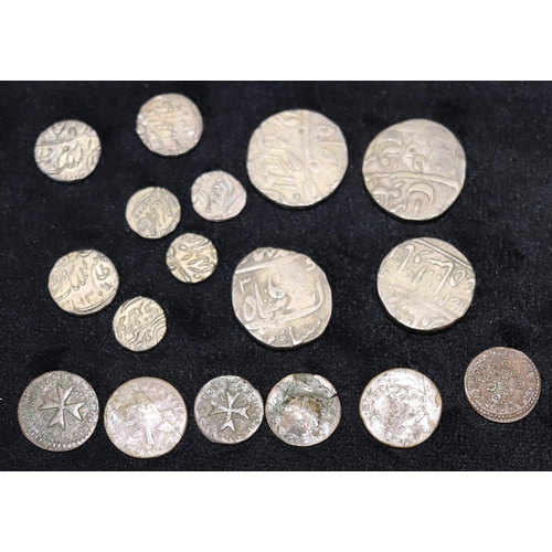 610 - 11 various Eastern coins and 6 17/18th Knights of Saint John of Jerusalem coins