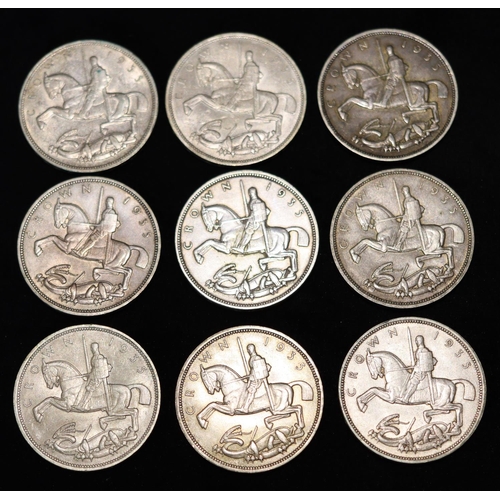 618 - 9 silver Crowns, 1935, 254 grams