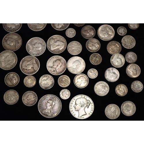 619 - An early Victorian silver Crown, 1847, a silver Double Florin, 1887 and a quantity of various 19th C... 