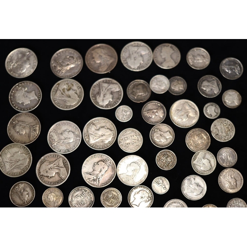 619 - An early Victorian silver Crown, 1847, a silver Double Florin, 1887 and a quantity of various 19th C... 