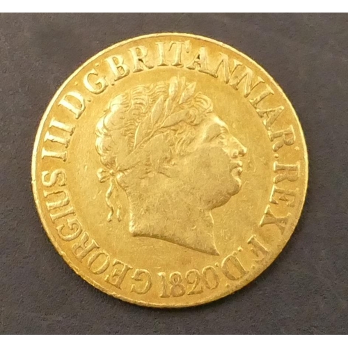 651 - A George III gold Sovereign, 1820, 7.8 grams