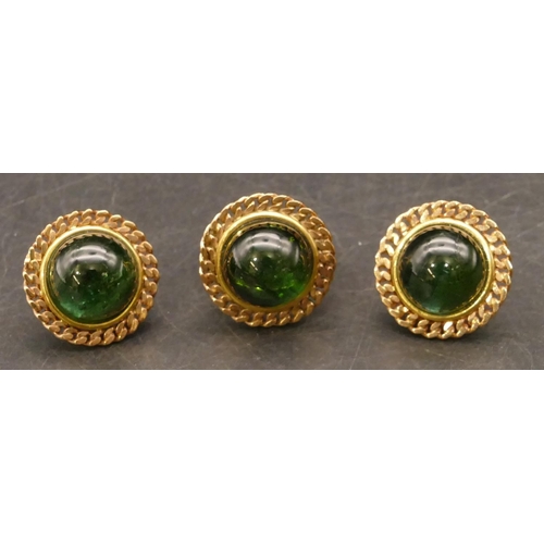 655 - An 18ct gold suite of Tourmaline jewellery comprising of oval ring, Size N/O, a pair of matching ear... 