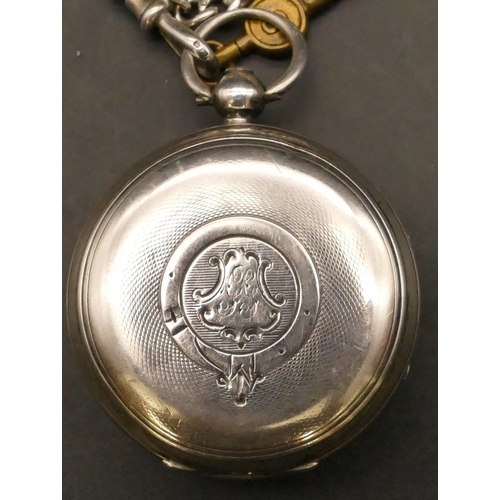 676 - H E Peck, London silver open faced pocket watch with white enamel dial, seconds dial (hands missing)... 