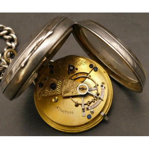 676 - H E Peck, London silver open faced pocket watch with white enamel dial, seconds dial (hands missing)... 