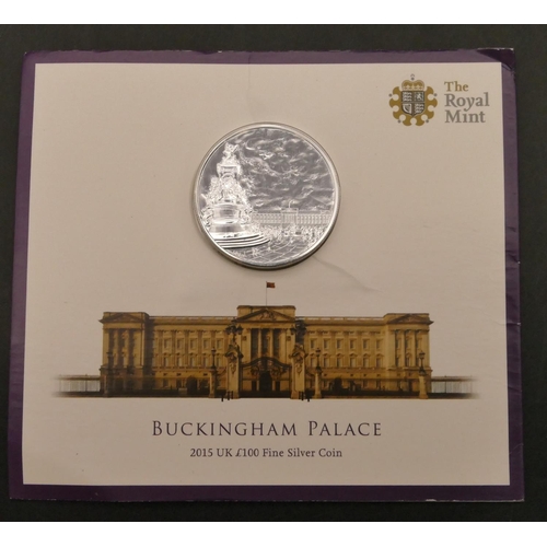 707 - A silver proof 2015 UK One Hundred Pound Buckingham Palace coin