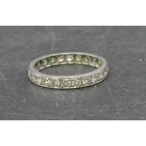 762 - A platinum ladies' full eternity diamond ring, Size N, 2.9 grams gross