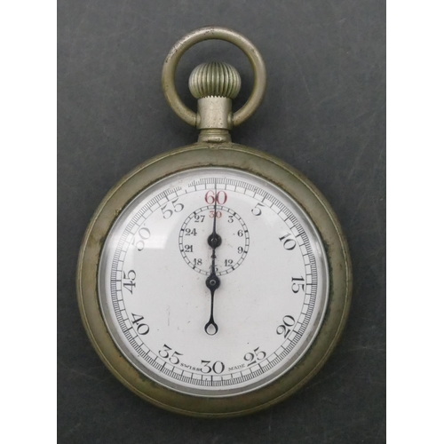 764 - A stopwatch with white enamel dial, seconds dial and Arabic numerals, no. 3364 (working)