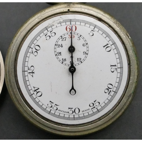 764 - A stopwatch with white enamel dial, seconds dial and Arabic numerals, no. 3364 (working)