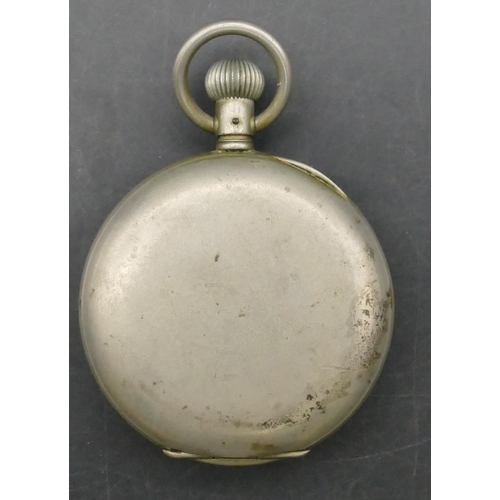 764 - A stopwatch with white enamel dial, seconds dial and Arabic numerals, no. 3364 (working)