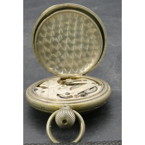 764 - A stopwatch with white enamel dial, seconds dial and Arabic numerals, no. 3364 (working)