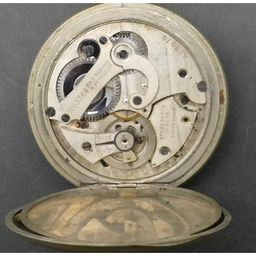 764 - A stopwatch with white enamel dial, seconds dial and Arabic numerals, no. 3364 (working)