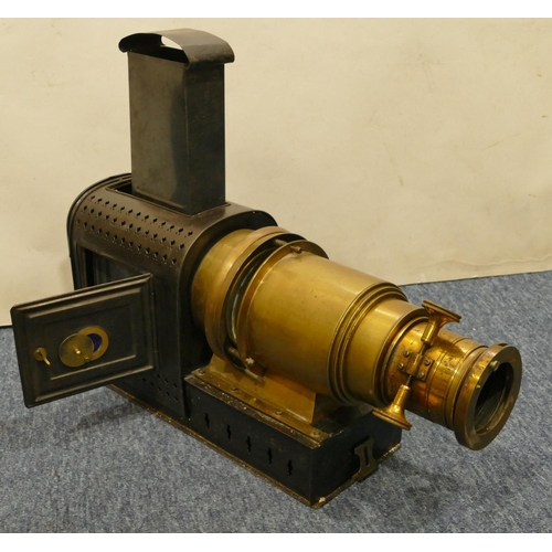 779 - A brass and metal magic lantern, 48cm long overall