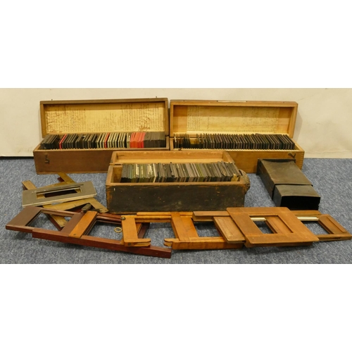 780 - 3 boxes of various magic lantern slides depicting coloured and black and white nursery rhymes, build... 