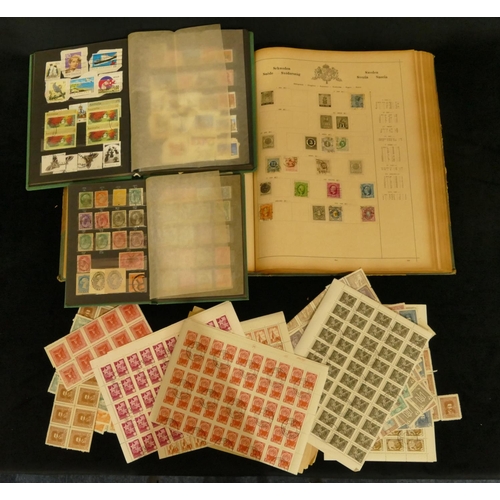 806 - 3 stamp albums, a quantity of various sheets of stamps