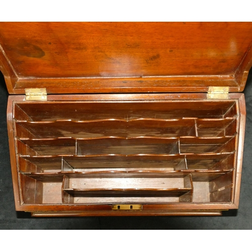 808 - A mahogany rectangular shaped stationery box with gilt metal mounts, hinged lid enclosing sectioned ... 