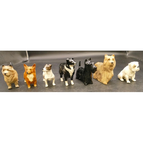 81 - 7 various small Beswick figures of dogs, largest 8cm high (7)