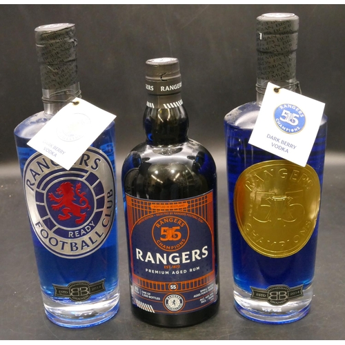 814 - Rangers 55 Premium Aged Rum and 2 x Rangers 55 Dark Berry Vodka (3)