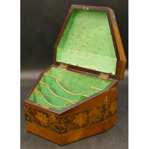 821 - A Tunbridge Ware stationery box with allover floral and leaf decoration, hinged lid enclosing sectio... 