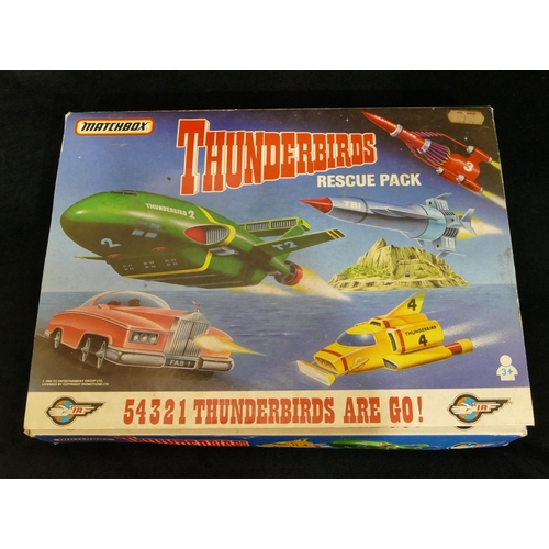 825 - Matchbox Thunderbirds Rescue pack with die cast models (boxed), 32cm wide