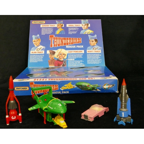 825 - Matchbox Thunderbirds Rescue pack with die cast models (boxed), 32cm wide