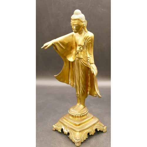 837 - A gilt bronze 2-sectioned figure of a standing gentleman on square splayed base, 36cm high